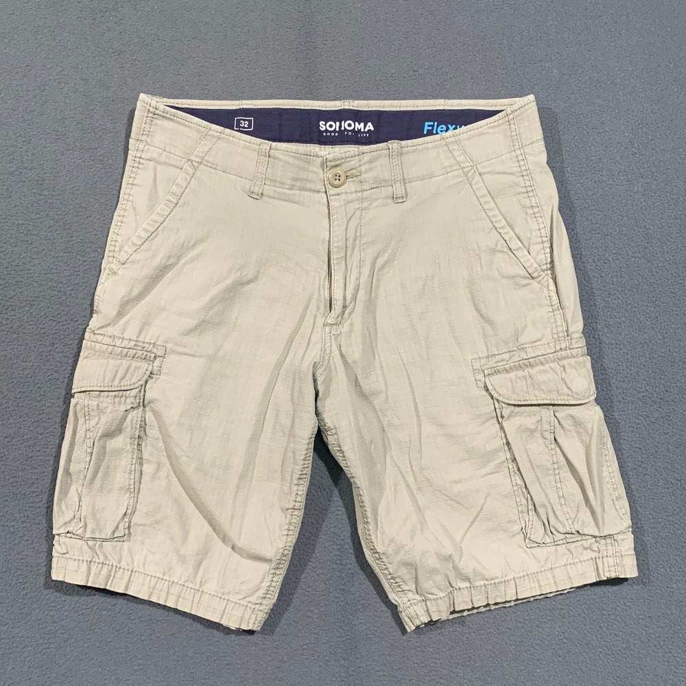 Sonoma Cargo Shorts Mens 32 Khaki Tan Flexwear Ripstop Stretch Utility Outdoor